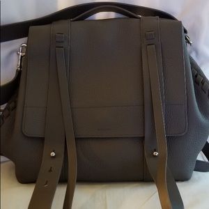 Allsaints Vincent Leather Backpack-Storm Grey